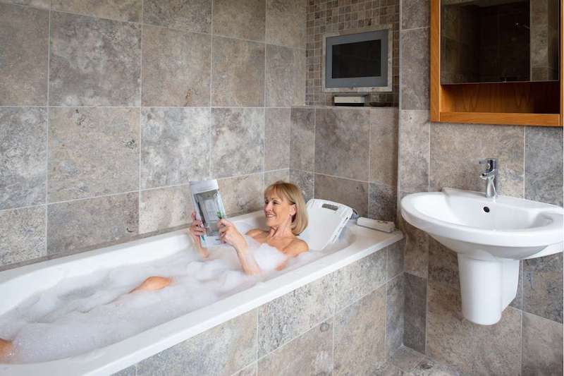 Home Bellavita Nova Bathlift in Use Lowered in Bath